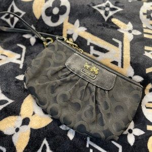 Black medium monogram canvas coach wristlet